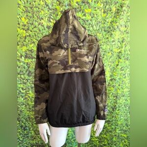 Champion Camouflage and Black Hooded Jacket